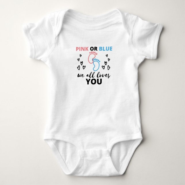 Baby Geschlecht zeigen Ideen rosa oder blau wir al Strampler (Vorderseite)