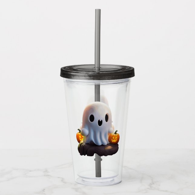 Baby Ghost Creepy Niedlich Halloween Charakter Acryltrinkbecher (Vorderseite)