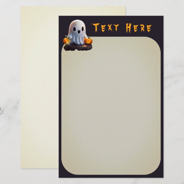 Baby Ghost Creepy Niedlich Halloween Charakter Briefpapier (Vorne/Hinten)