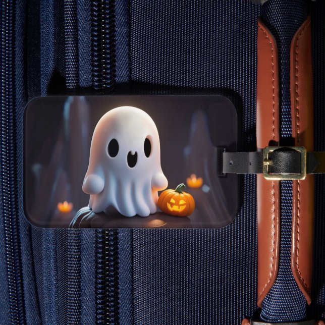 Baby Ghost Creepy Niedlich Halloween Charakter Gepäckanhänger (Vorderseite Insitu 4)
