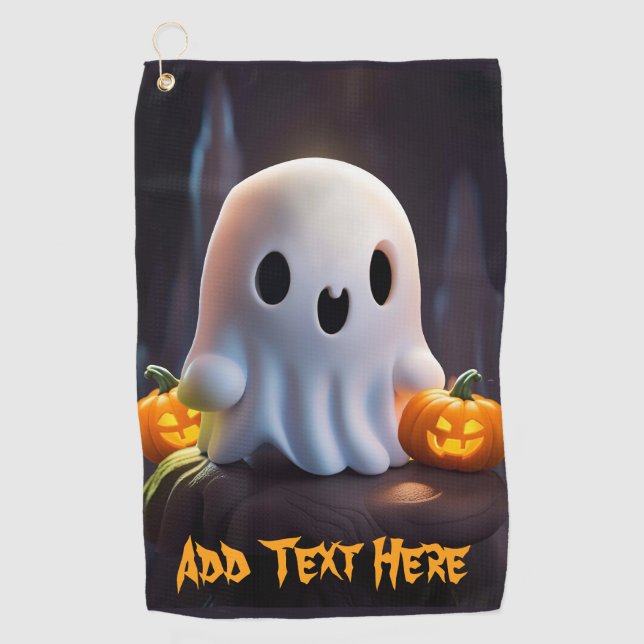 Baby Ghost Creepy Niedlich Halloween Charakter Golfhandtuch (Vorderseite)