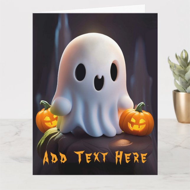 Baby Ghost Creepy Niedlich Halloween Charakter Karte (Kleine Pflanze)