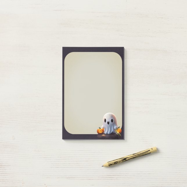 Baby Ghost Creepy Niedlich Halloween Charakter Post-it Klebezettel (Auf Schreibtisch)