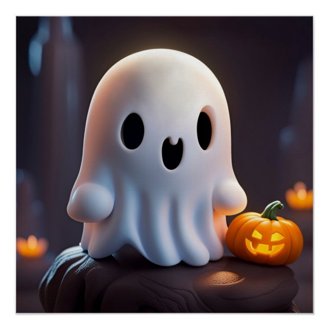Baby Ghost Creepy Niedlich Halloween Charakter Poster (Vorderseite)