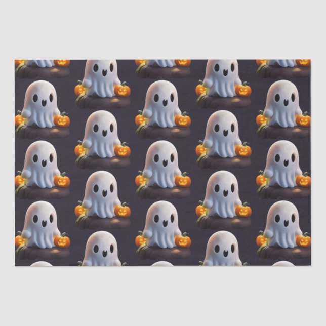 Baby Ghost Creepy Niedlich Halloween Charakter Seidenpapier (Vorderseite)