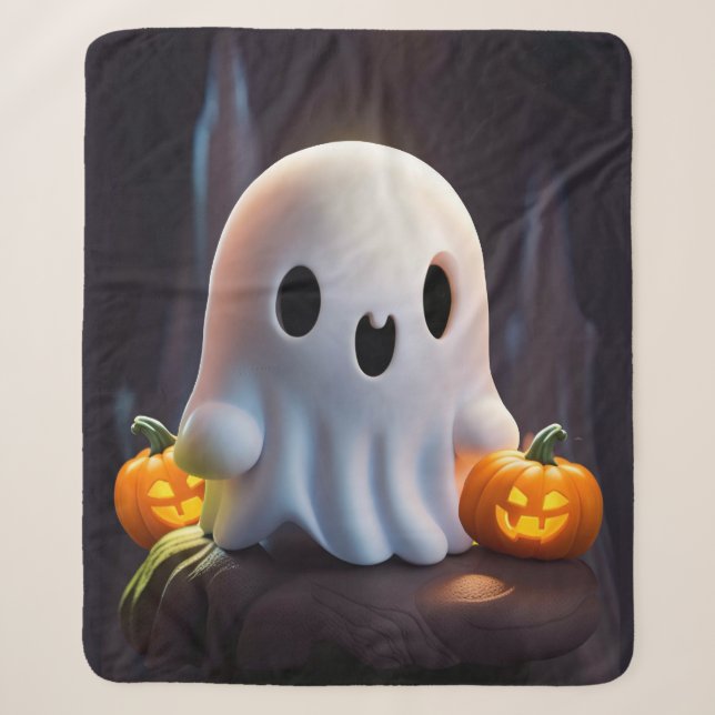 Baby Ghost Creepy Niedlich Halloween Charakter Sherpadecke (Vorderseite)