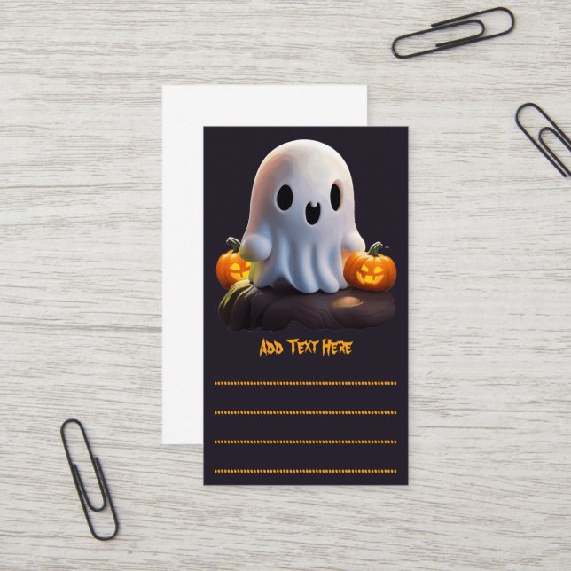 Baby Ghost Creepy Niedlich Halloween Charakter Visitenkarte (Vorderseite/Rückseite Beispiel)