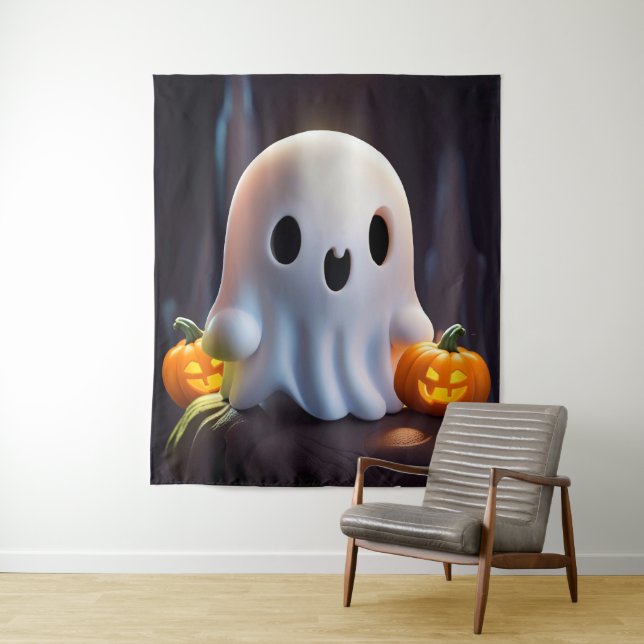 Baby Ghost Creepy Niedlich Halloween Charakter Wandteppich (Beispiel)