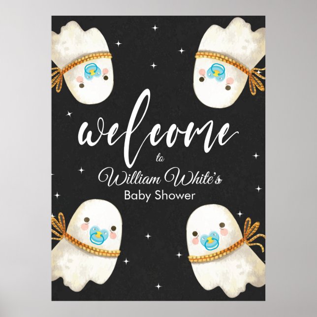 Baby Ghost Halloween Fall Baby Dusche Begrüßungsze Poster (Vorne)