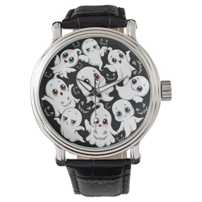 Baby Ghosts Spookoky Niedliche Halloween-Stimmung Armbanduhr (Vorderseite)