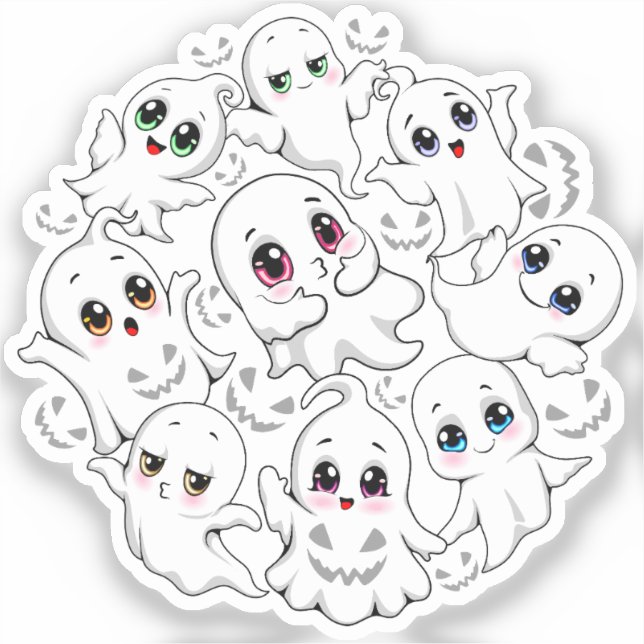 Baby Ghosts Spookoky Niedliche Halloween-Stimmung Aufkleber (Vorderseite)