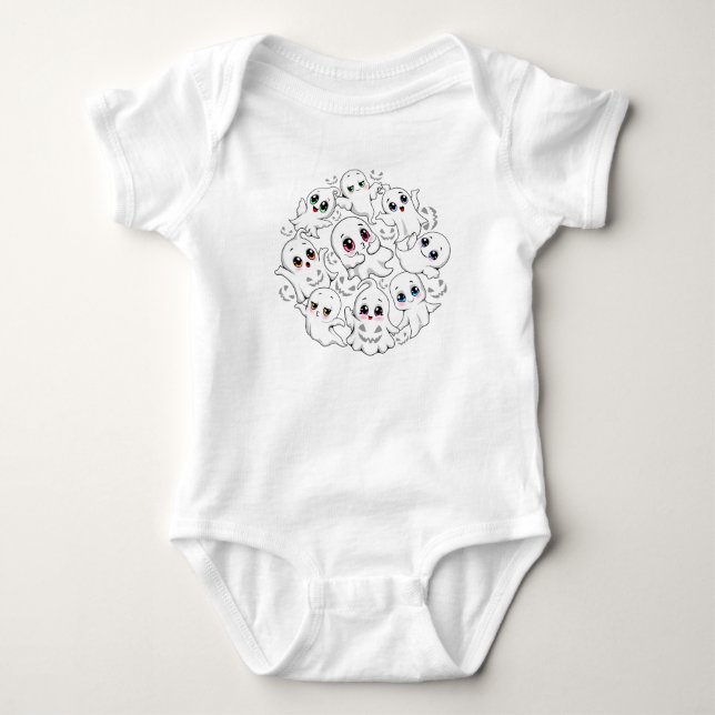 Baby Ghosts Spookoky Niedliche Halloween-Stimmung Baby Strampler (Vorderseite)