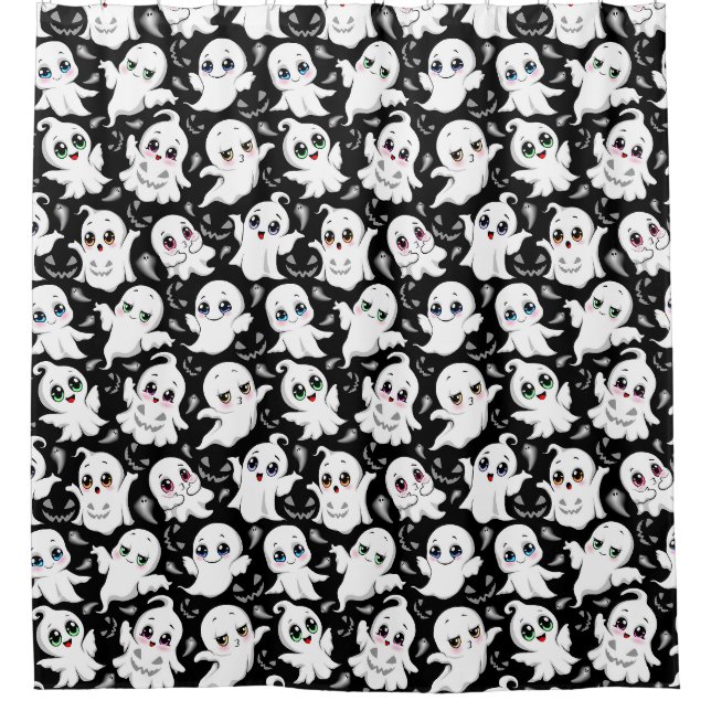 Baby Ghosts Spookoky Niedliche Halloween-Stimmung Duschvorhang (Vorderseite)