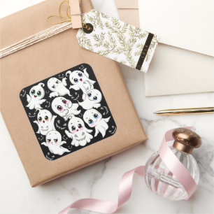 Baby Ghosts Spookoky Niedliche Halloween-Stimmung Quadratischer Aufkleber