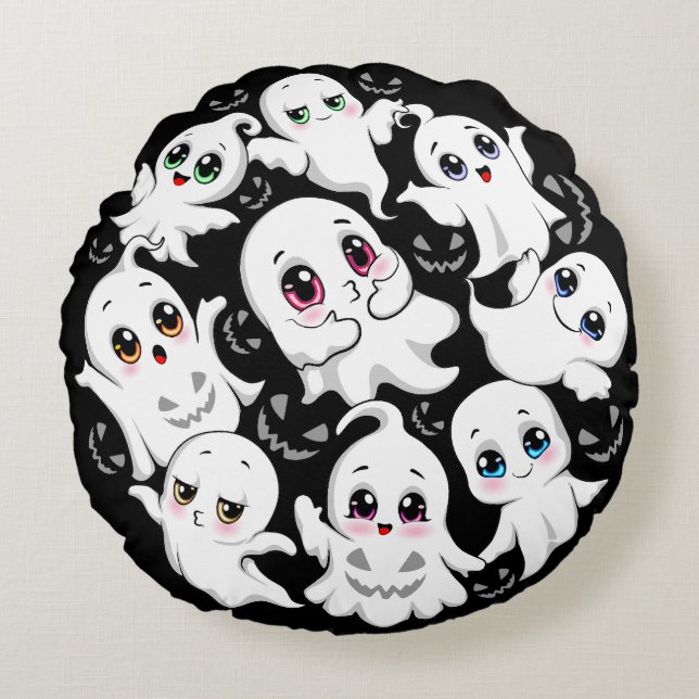 Baby Ghosts Spookoky Niedliche Halloween-Stimmung Rundes Kissen (Vorderseite)