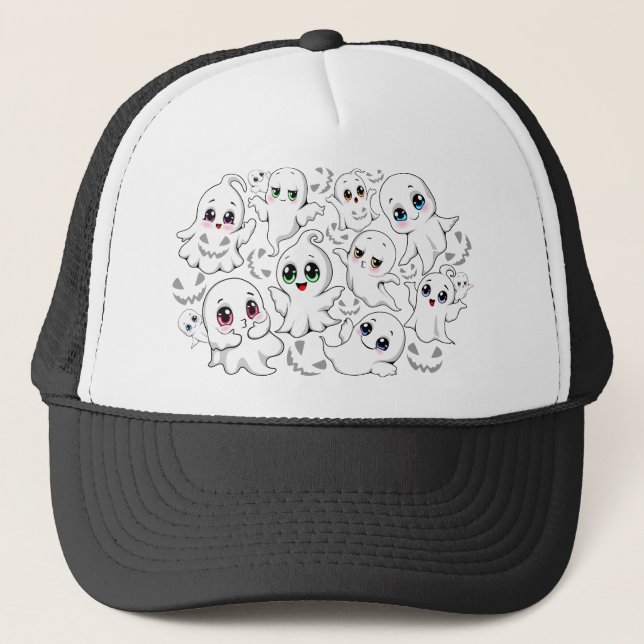 Baby Ghosts Spookoky Niedliche Halloween-Stimmung Truckerkappe (Vorderseite)