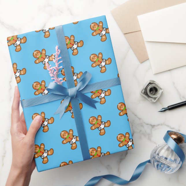 Baby Gingerbread süße XmaS auf Light Blue Geschenkpapier (Schenken)