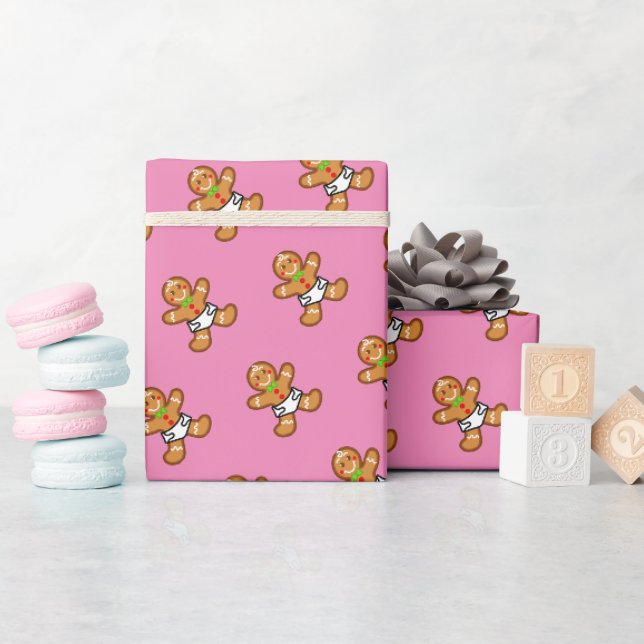 Baby Gingerbread süße XmaS auf Pink Geschenkpapier (Babyparty)