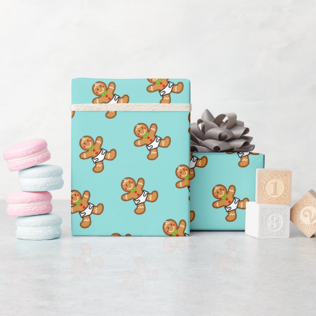 Baby Gingerbread süße XmaS auf Türkis Geschenkpapier (Babyparty)