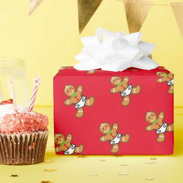 Baby Gingerbread Sweet XmaS auf Red Geschenkpapier (Geburtstagsparty)