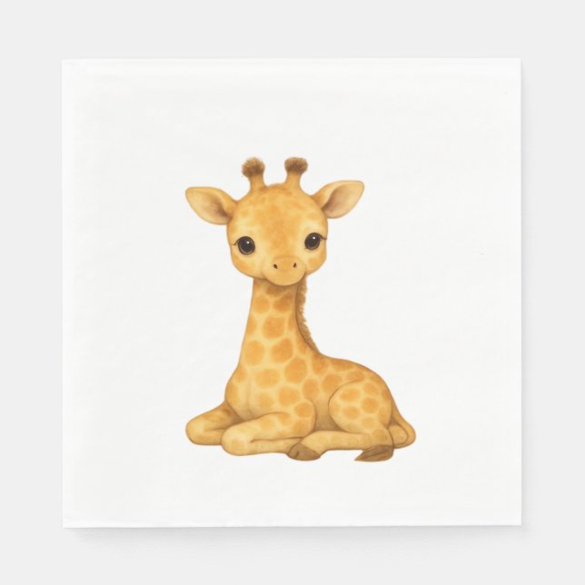Baby Giraffe Aquarell Print - Kinderzimmer Wall Ar Serviette (Vorderseite)