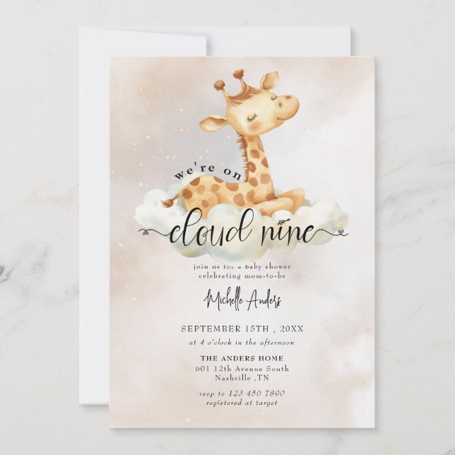 Baby Giraffe | Aquarelle Baby Shower Invitations (Devant)