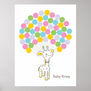 Baby-Giraffe   Baby-Shower-Gästebuch zum Ausdrucke Poster