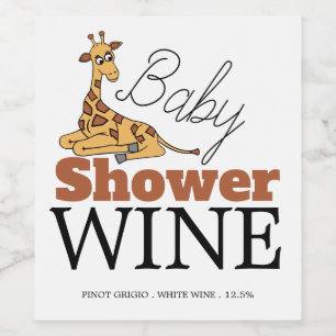 Baby Giraffe, Babydusche Weinetikett