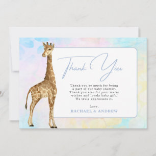 Baby Giraffe Blue Baby Dusche Danke Karte