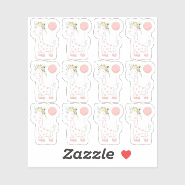 Baby Giraffe Blumenkronen-Kinderzimmer-Scrapbook Aufkleber (Blatt)