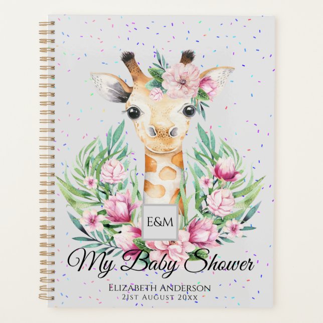 Baby Giraffe Boho Fleurs Mère à être planificateur (Devant)