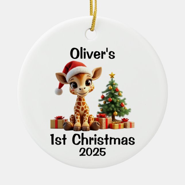 Baby Giraffe Christmas Keramik Ornament (Vorne)