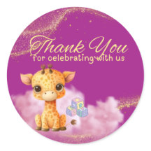 Baby Giraffe "Danke"-Aufkleber