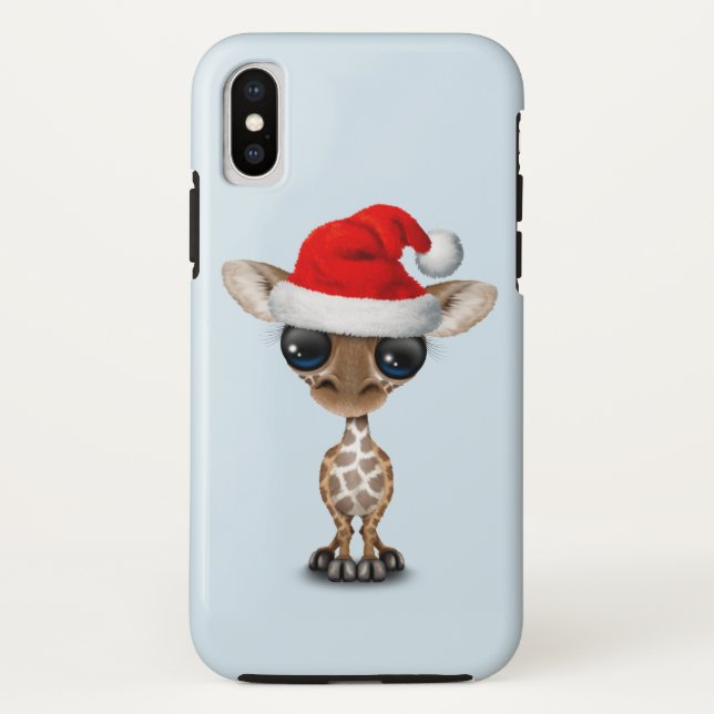 Baby-Giraffe, die eine Weihnachtsmannmütze trägt Case-Mate iPhone Hülle (Rückseite)