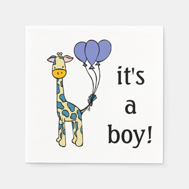 Baby Giraffe - Es ist ein Junge - Babydusche Napki Serviette (Vorderseite)