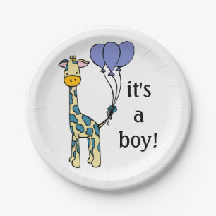 Baby-Giraffe - es ist ein Junge - Pappteller