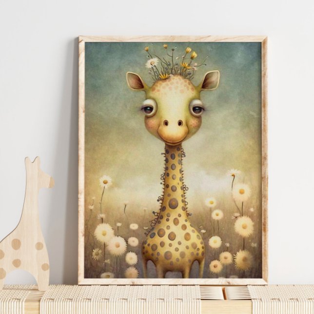 Baby Giraffe Floral African | Giraffenmauer Poster (Von Creator hochgeladen)