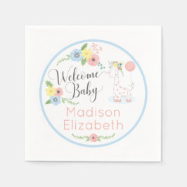 Baby Giraffe Floral Calf Begrüßungs Baby Dusche Pa Serviette