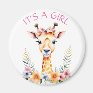 Baby Giraffe Floral, es ist ein Mädchen   Babydusc Magnet