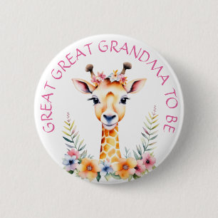 Baby Giraffe Floral, Oma zu sein Babydusche Button