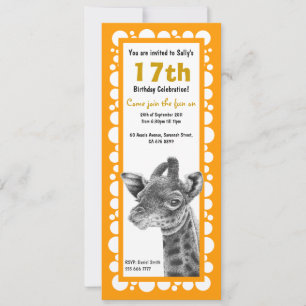 Baby Giraffe Geburtstag Retro Circles Einladung