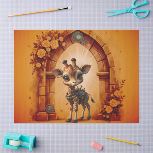 Baby-Giraffe in Steampunk-Cartoon Seidenpapier (Basteln)