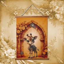 Baby-Giraffe in Steampunk-Cartoon