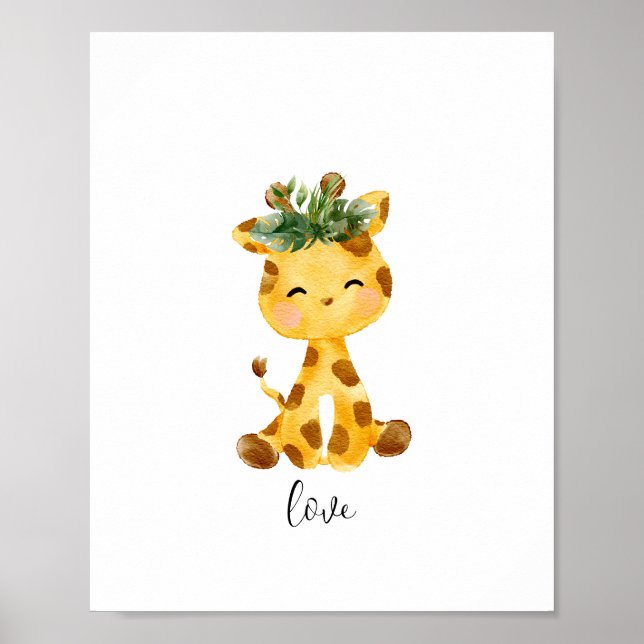 Baby Giraffe Liebe Kinderzimmer Poster (Vorne)