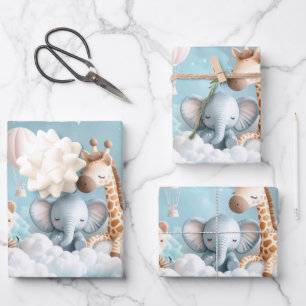 Baby Giraffe mit all seinen Freunden Geschenkpapier Set