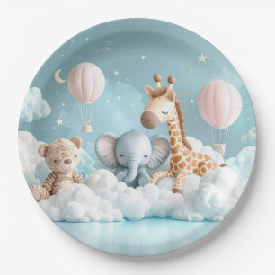 Baby-Giraffe mit all seinen Freunden Pappteller