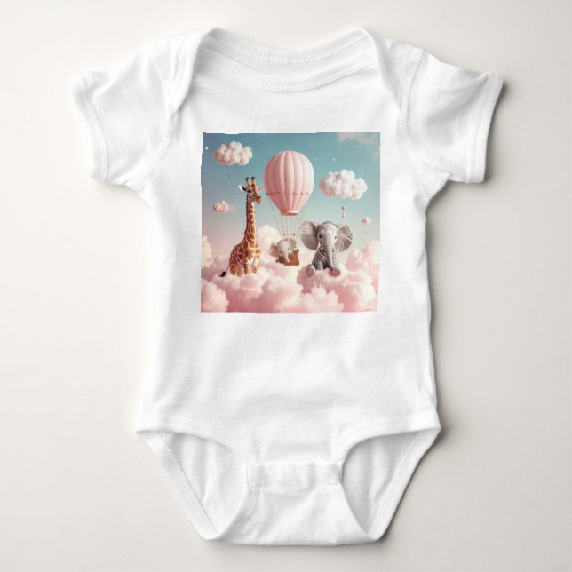 Baby Giraffe mit all seinen Freunden Strampler (Vorderseite)