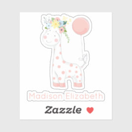 Baby Giraffe mit Blumenkronen-Kinderzimmer-Individ Aufkleber