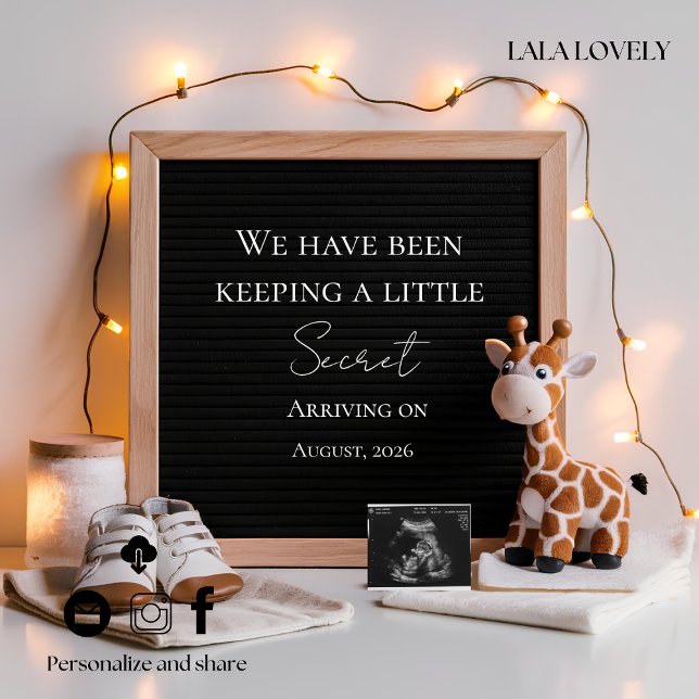  Baby Giraffe Neutral  pregnancy announcement card Ankündigung (Von Creator hochgeladen)