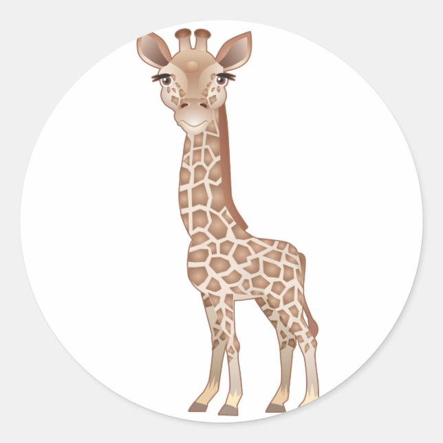 Baby Giraffe Runder Aufkleber (Vorderseite)